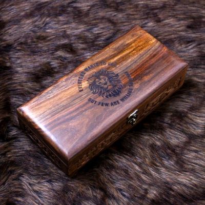 Lion Hand-carved Wooden Box