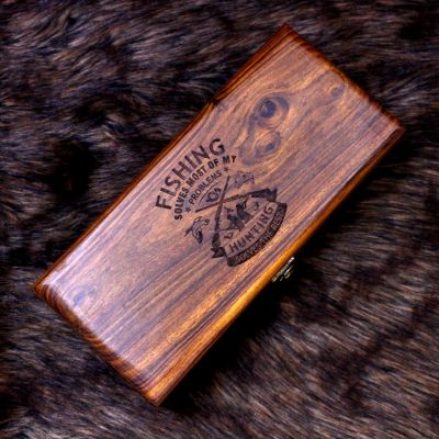 Fishing Hunting Hand-carved Wooden Box