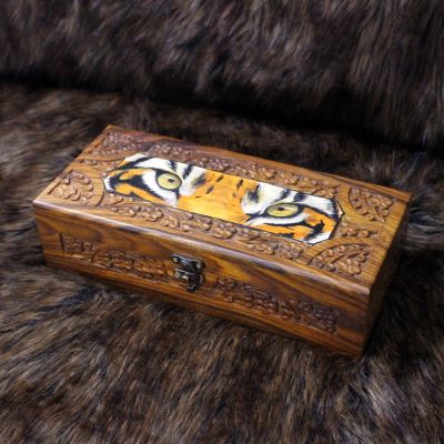 Hand Painted Lion Hand-carved Wooden Box