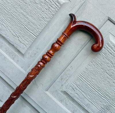 Hand Carved Rosewood Walking Cane: Lightweight Handmade Stick