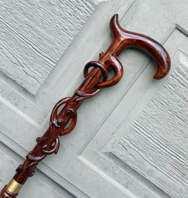 Walking Stick Wooden CANE, Handmade Carving Wooden walking stick, Hand Carved Walking Cane for man/woman, lightweight cane, Christmas Gift