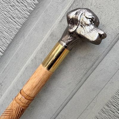 Hand Carved Dog Head Walking Cane: Rosewood Wooden Stick