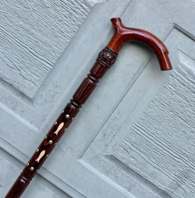 Hand Carved Rosewood Walking Cane: Lightweight Handmade Stick