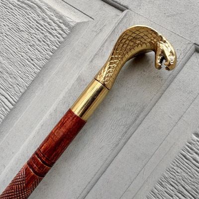 Handmade Cobra Head Walking Cane: Rosewood Carved Wooden Stick