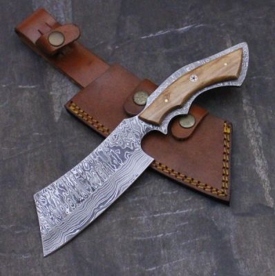 DAMASCUS STEEL CUSTOM HANDMADE CLEAVER 10.5"