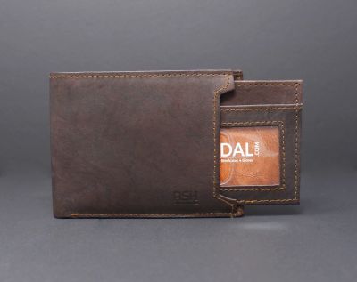 RFID cowhide leather bi-fold slim wallet with a slide out removable card case