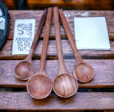 Set of 4 Rosewood Hand Carved Wooden Spoons