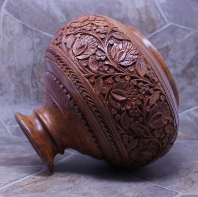 Hand Carved Wood Vase