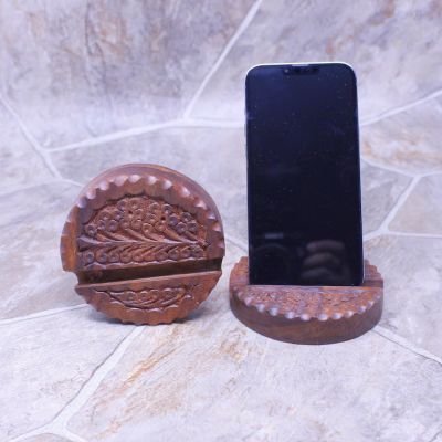 Wooden Hand Carved Phone Stand