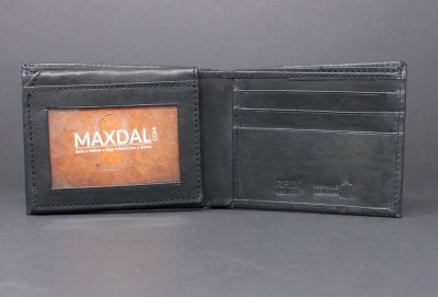 RFID cowhide leather bi-fold slim wallet