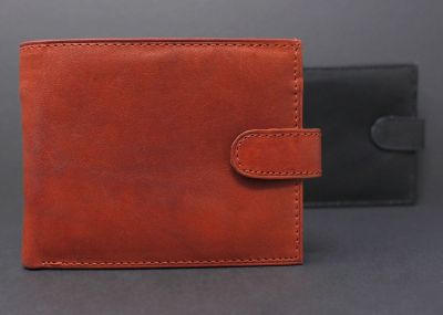 men's geniune cowhide bi-fold leather wallet with snap