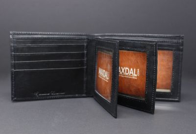 cowhide leather bi-fold wallet