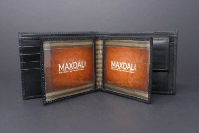 RFID cowhide leather bi-fold wallet