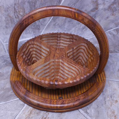 Handcarved Wooden Spring Basket Handmade Fruit Basket