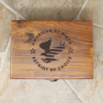  Hand Carved wooden Military Keepsake Box